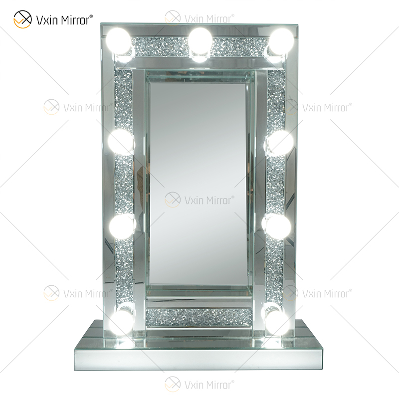 CRYSTAL SPARKLE DIAMOND CRUSH ESPEJO BISELADO HOLLYWOOD ESPEJO 9 BOMBILLAS TOCADOR DE MAQUILLAJE WXDL-176