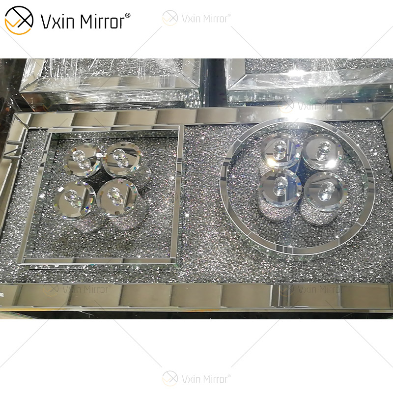 Paquete de calidad superior VX-01 Plata Decoración para el hogar Frascos y botellas de vidrio con espejo acrílico con tapa