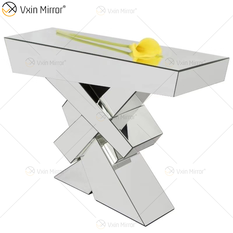 Mesa de consola con espejo de cristal de diamante triturado elegante de lujo barato de alta calidad de suministro de China para muebles de sala de estar WXF-506