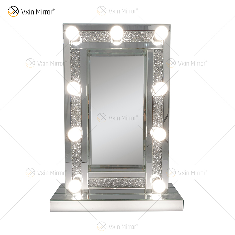 CRYSTAL SPARKLE DIAMOND CRUSH ESPEJO BISELADO HOLLYWOOD ESPEJO 9 BOMBILLAS TOCADOR DE MAQUILLAJE WXDL-176