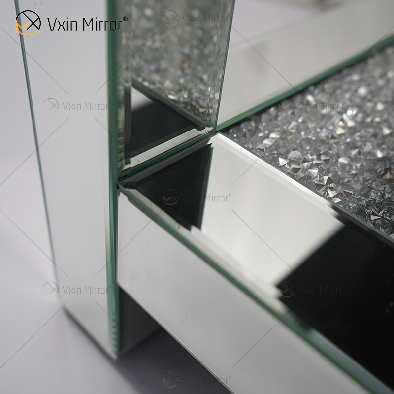 Vxin Mirrored Furniture WXF-117-4 Mesa auxiliar moderna y elegante con diamantes triturados