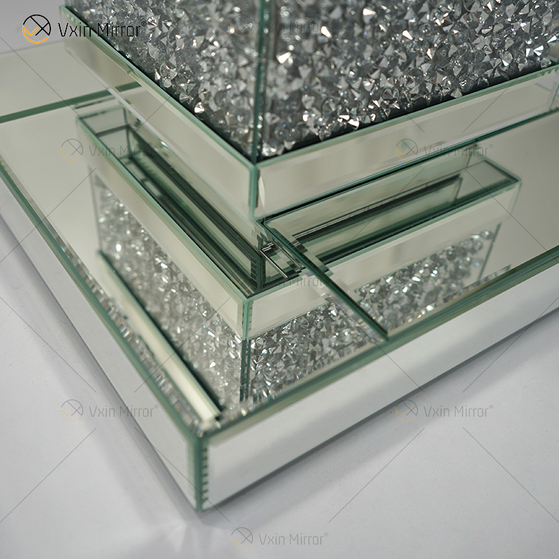 Vxin elegante WXF-135 decoración del hogar mesa auxiliar de diamantes triturados mesa auxiliar de muebles de espejo plateado
