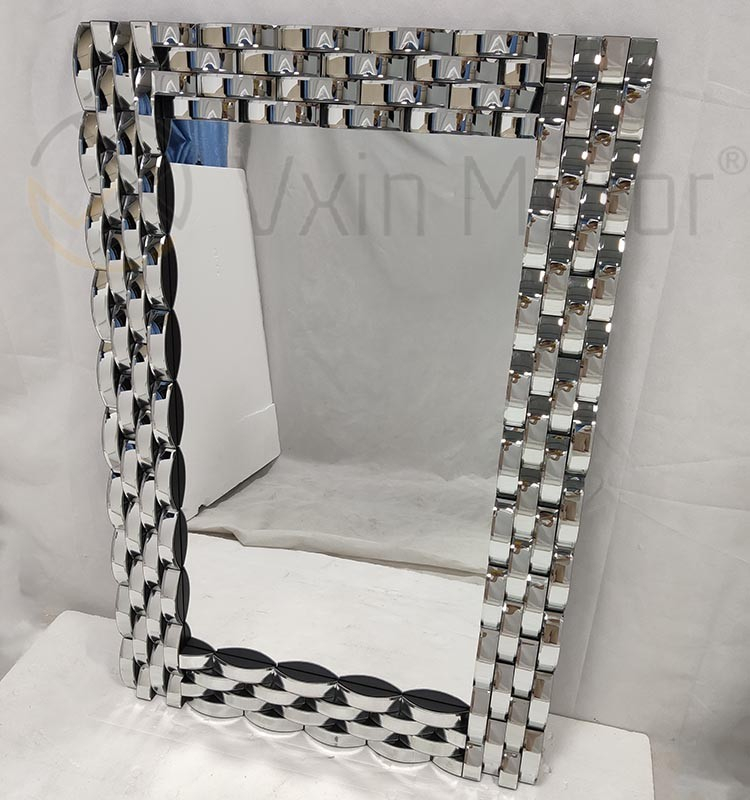 Decoración de pared Espejo colgante de pared de vidrio curvo plateado