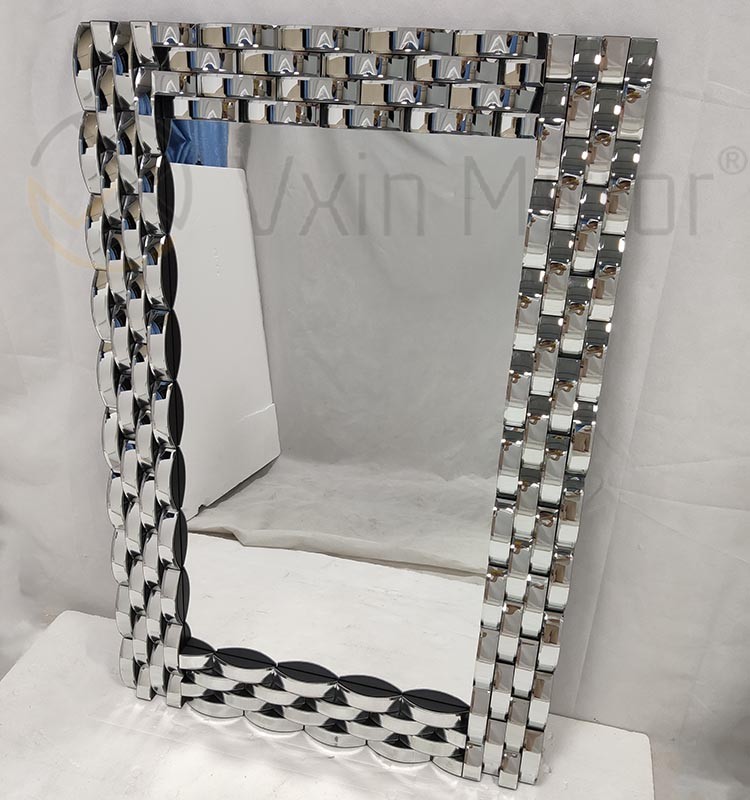 Decoración de pared Espejo colgante de pared de vidrio curvo plateado