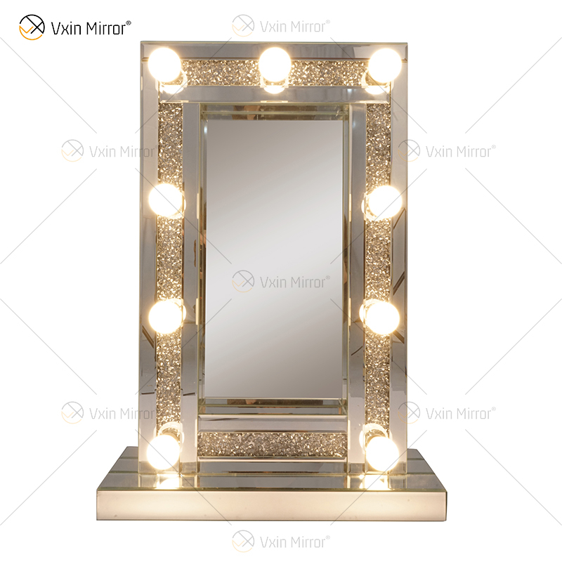 CRYSTAL SPARKLE DIAMOND CRUSH ESPEJO BISELADO HOLLYWOOD ESPEJO 9 BOMBILLAS TOCADOR DE MAQUILLAJE WXDL-176