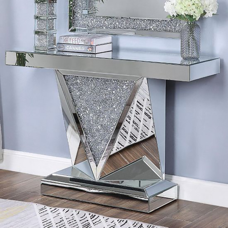 Barato WXF-015 Mesa de consola de diamante triturado Mesas de consola de vidrio de estilo nórdico