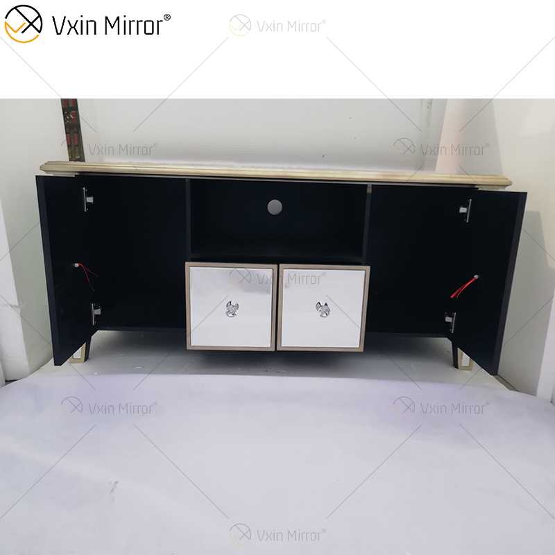 Adornado Berlin Furniture WXF-680 Anti Champagne Gold TV Stands Gabinete con 2 cajones y puertas