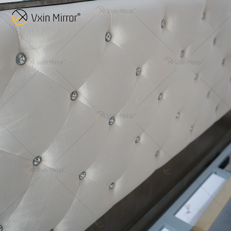 Espejo Vxin Muebles antiguos WXWF-1084 Grace Golden Silver Cama King con espejo de lujo