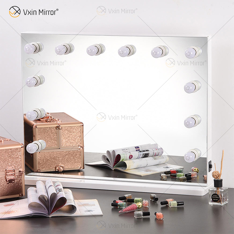 Venetian Dressing Styles VXin WXDL-107 Sparkle Silver Hollywood Mirror Control de interruptor con 3 bombillas de colores
