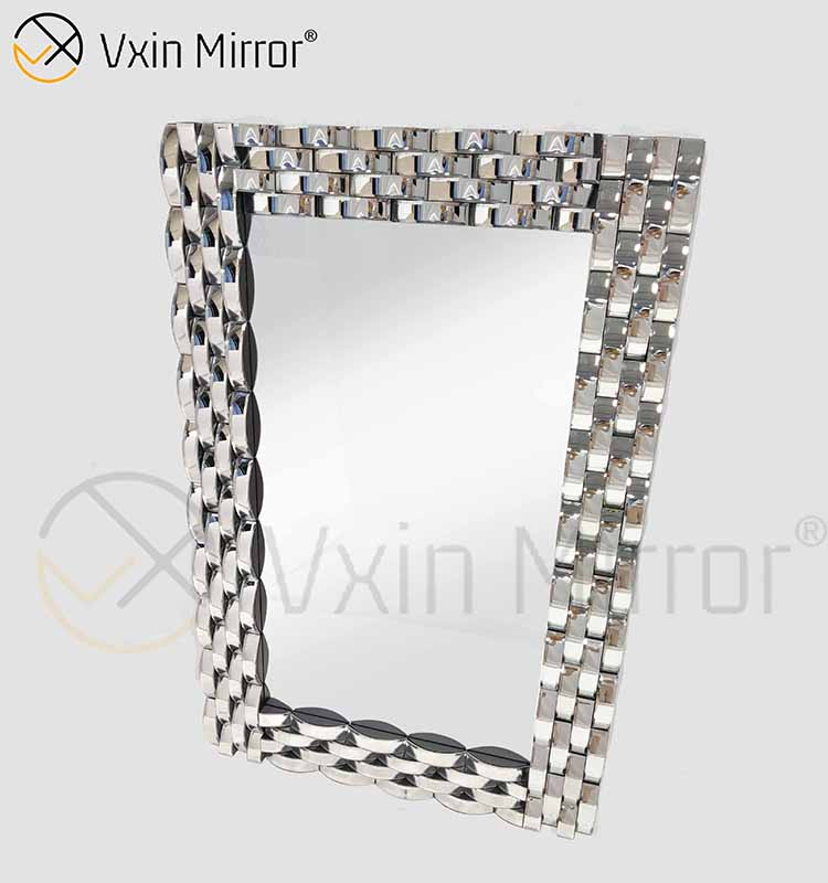 Decoración de pared Espejo colgante de pared de vidrio curvo plateado