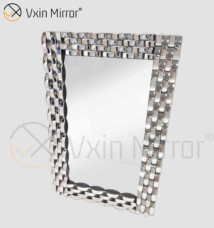 Decoración de pared Espejo colgante de pared de vidrio curvo plateado