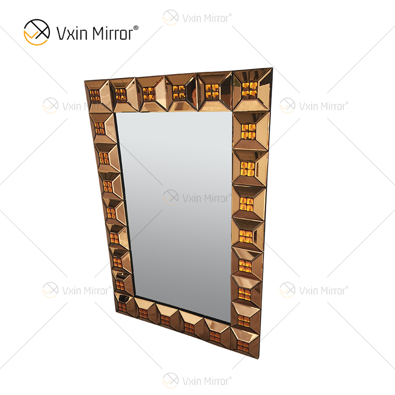 Gran oferta WXM-1118 decoración de pared marrón pared de lujo espejo 3d único para colgar en la pared