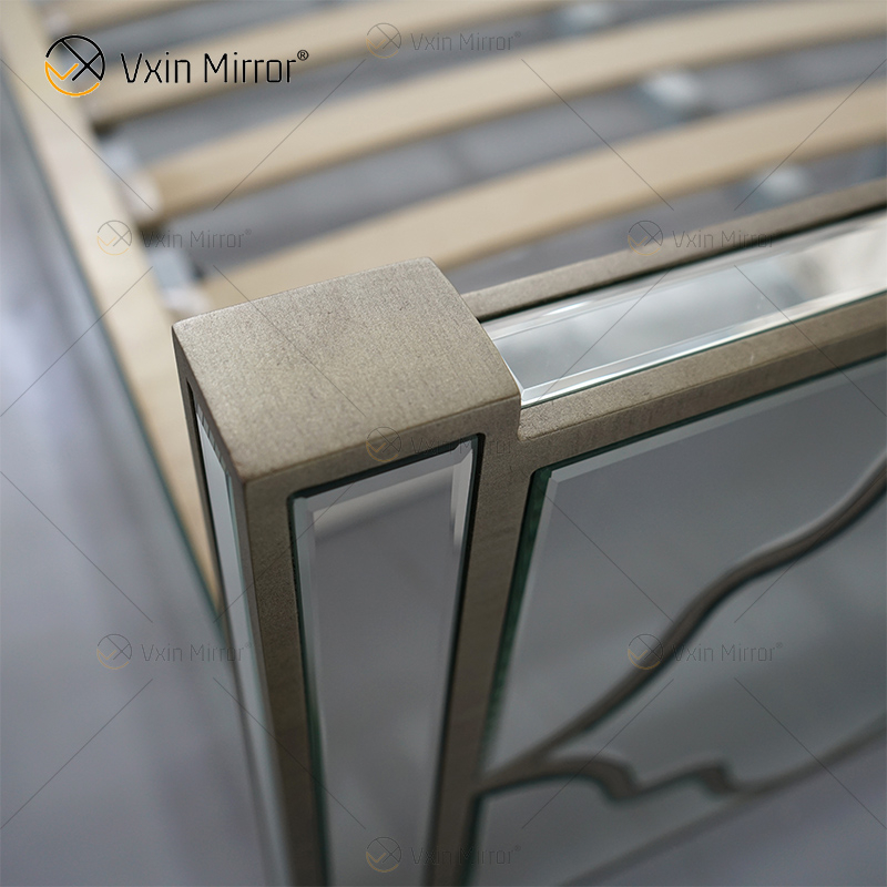 Espejo Vxin Muebles antiguos WXWF-1084 Grace Golden Silver Cama King con espejo de lujo