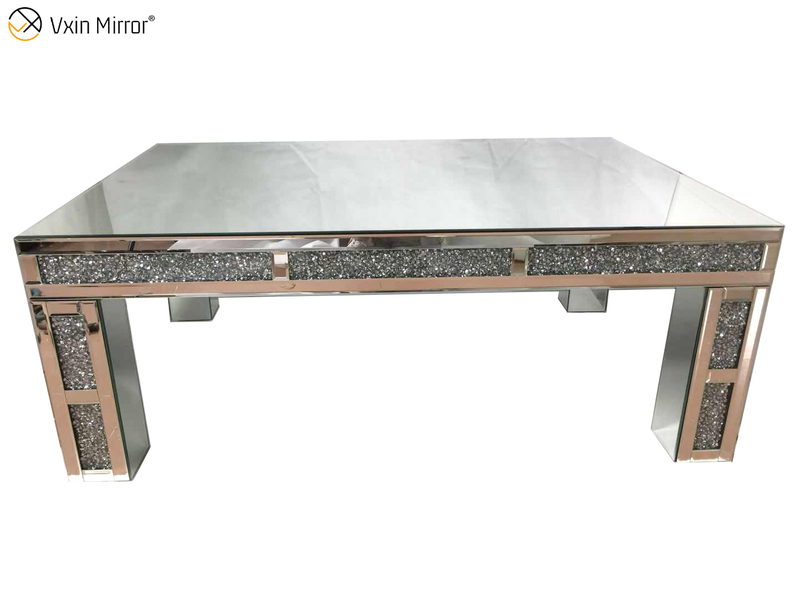 Mesa auxiliar personalizada WXF-701 Mesa de centro de plata hecha en casa con diamante triturado