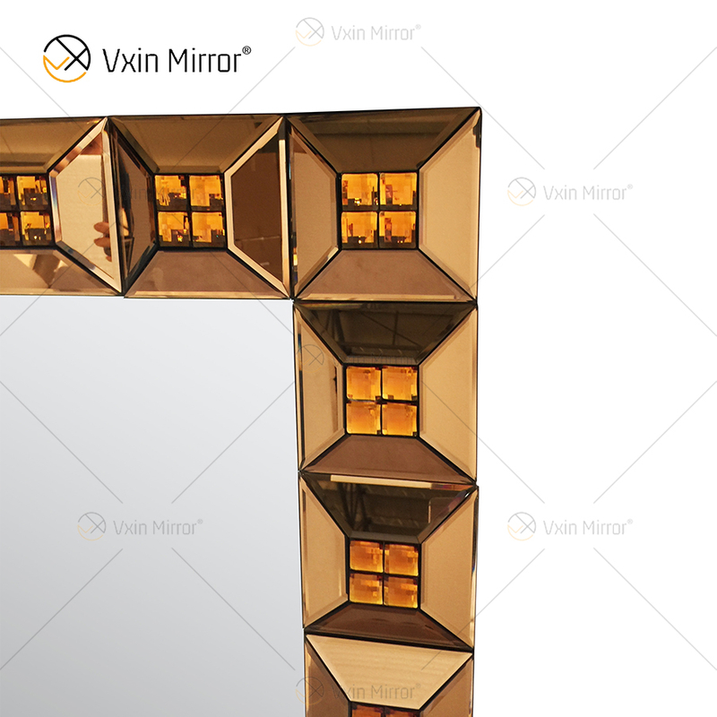 Gran oferta WXM-1118 decoración de pared marrón pared de lujo espejo 3d único para colgar en la pared