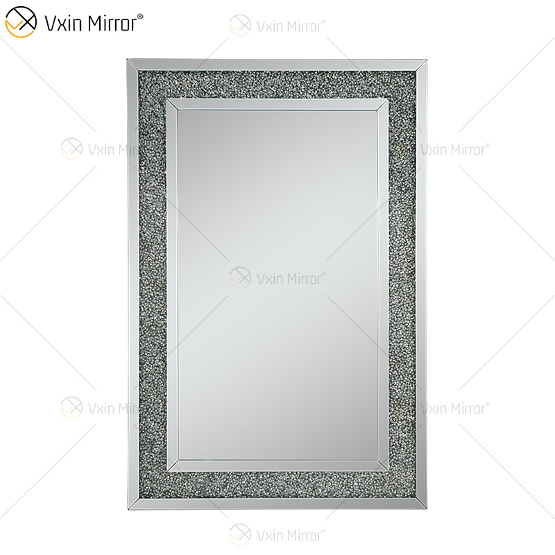 Venta al por mayor WXM-1759 Gold Factory Supply Design Decorar 3 colores Diamante triturado Muebles Espejos Decoración Salón Espejo de pared