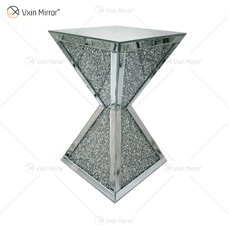 Vxin WXF-151 Espejo superior cuadrado Decoración Espejo de diamante Mesa lateral Mesa con espejo de vidrio