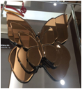 Moderno dos colores plata marrón espejo mariposa 3d espejo pared arte hogar Decoración pared marco en muebles de sala WXM-1097
