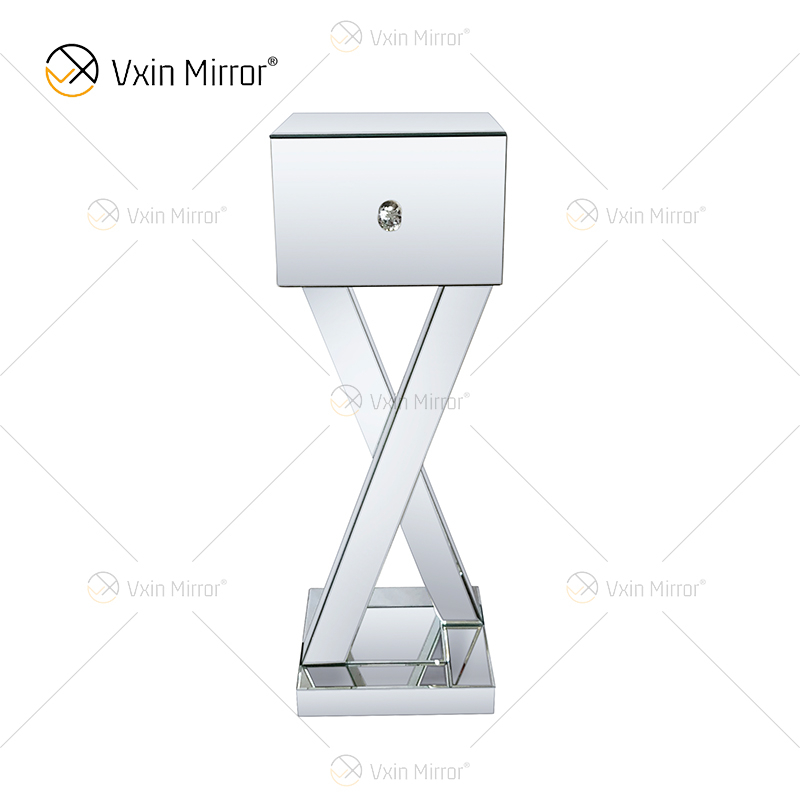 End Table Decor WXF-980 Modern Silver Crystal Mirrored Mesa auxiliar con cajón