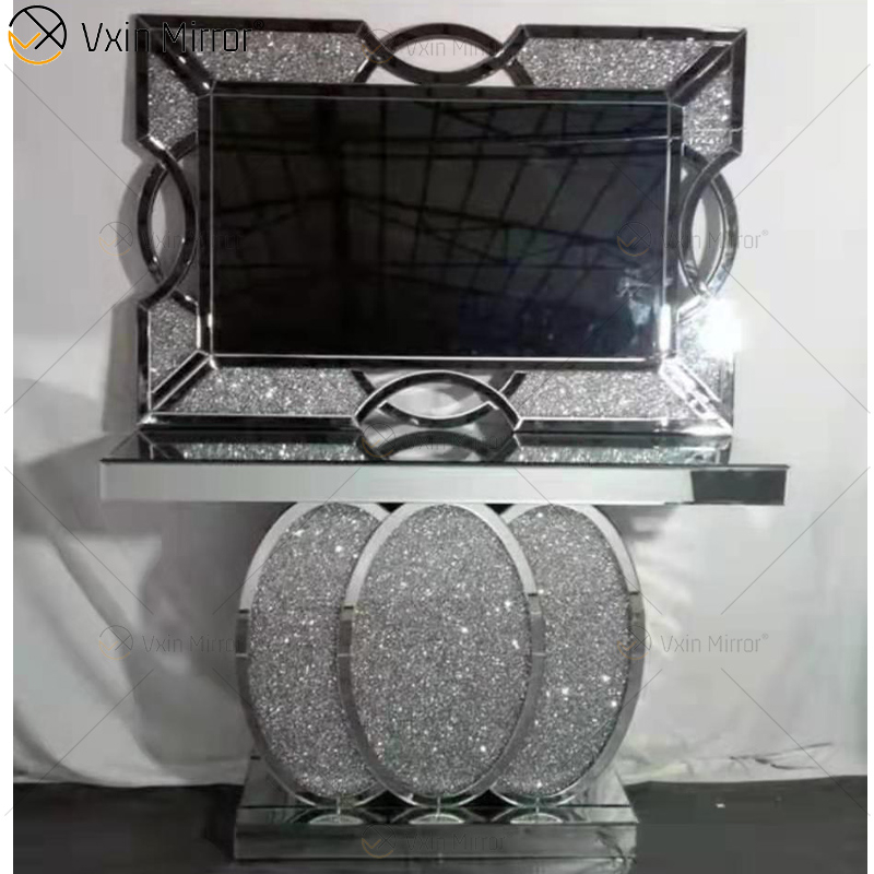 Muebles de espejo Vxin, mesa de consola de espejo de diamante triturado moderno, muebles de mesa