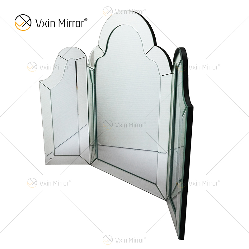 Nuevo diseño WXM-1132 decoración de pared mesa plateada columna reflejada