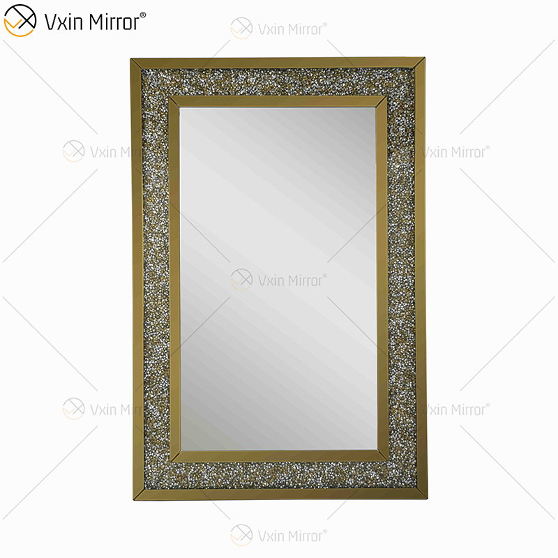Venta al por mayor WXM-1759 Gold Factory Supply Design Decorar 3 colores Diamante triturado Muebles Espejos Decoración Salón Espejo de pared