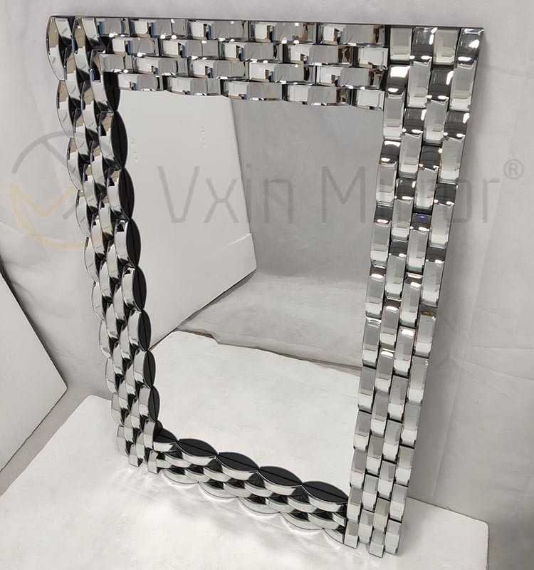 Decoración de pared Espejo colgante de pared de vidrio curvo plateado