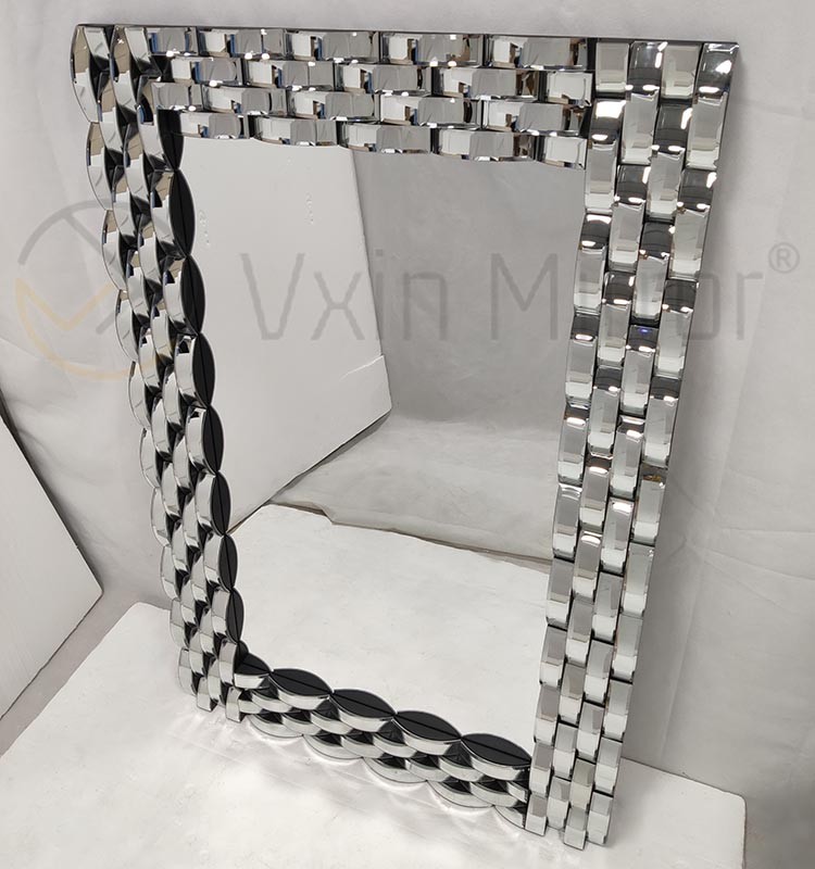 Decoración de pared Espejo colgante de pared de vidrio curvo plateado