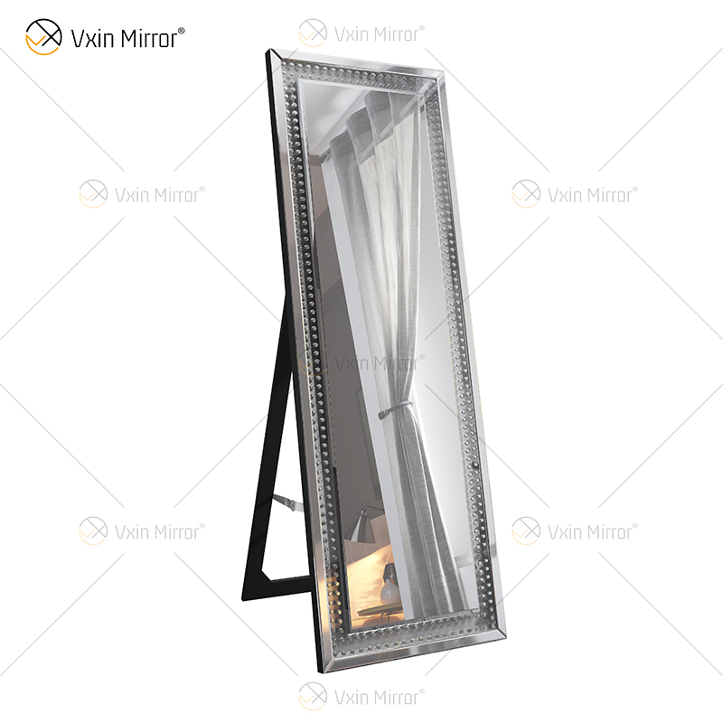 Espejo de pie rectangular para colgar o inclinarse, espejo envolvente de cristal para todo el cuerpo, espejo de tocador montado en la pared para dormitorio