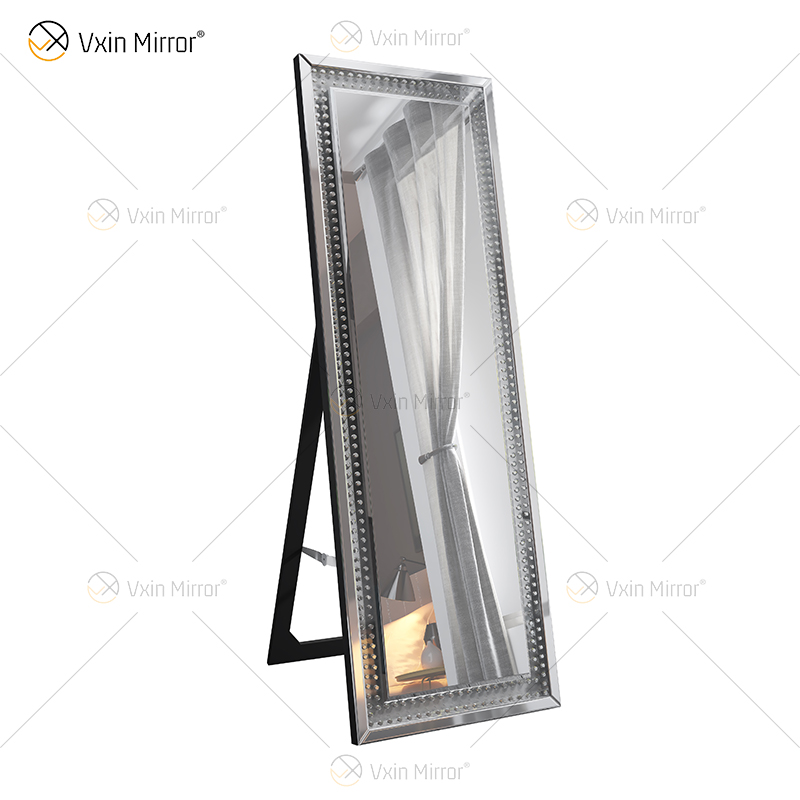 Espejo de pie rectangular para colgar o inclinarse, espejo envolvente de cristal para todo el cuerpo, espejo de tocador montado en la pared para dormitorio