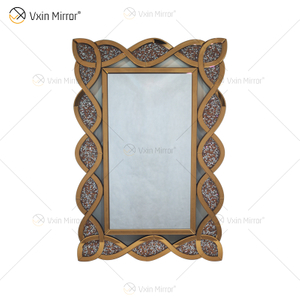 Muebles espejados para el hogar Espejo de consola rectangular Espejo de pared de diamante triturado