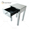 Vanity Modern WXF-046 Muebles de plata Mesita de noche de cristal con 1 cajón Mesita de noche con espejo