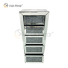 Vxin Mirror Silver Crushed WXWF-707 Diamon Nightstand Bevel Mesita de noche con 5 cajones Mesita de noche con espejo