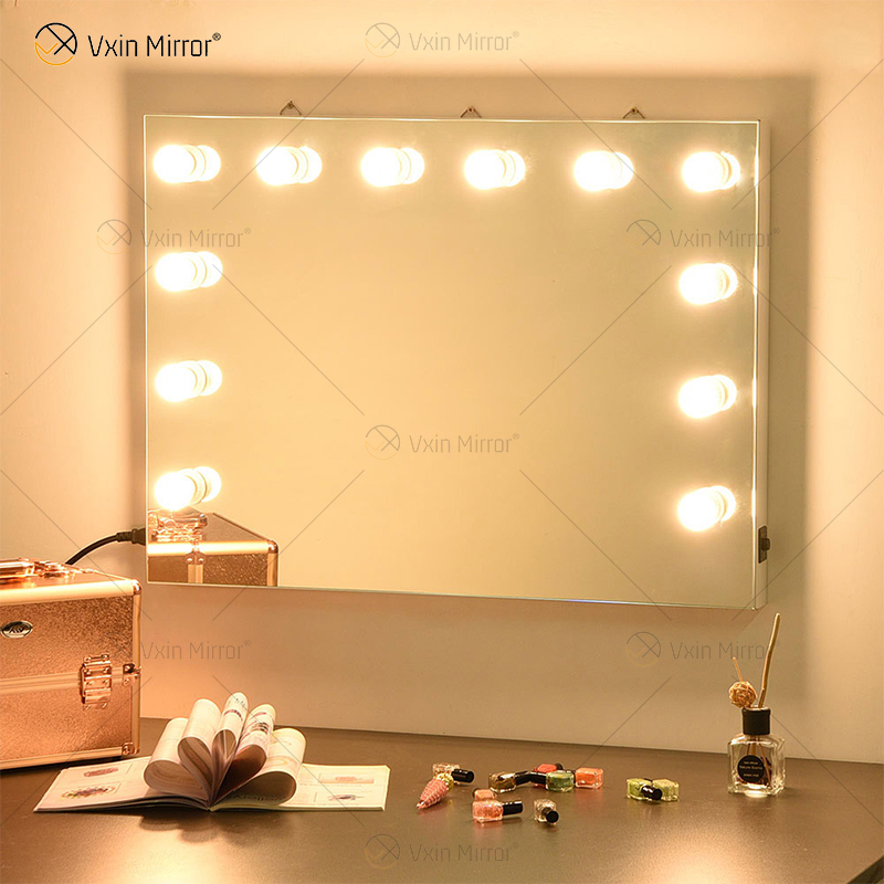 Venetian Dressing Styles VXin WXDL-107 Sparkle Silver Hollywood Mirror Control de interruptor con 3 bombillas de colores
