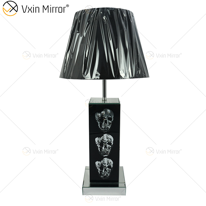 Vxin Supply Gothic Style WXTL-79 Lámpara de espejo de mesa de calavera negra plateada con pantalla para hotel