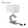WXTL-02 de estilo moderno, lámpara de mesa en forma de C con espejo de cristal triturado plateado para lámpara de espejo de dormitorio