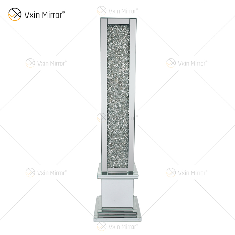 WXF-143 Portabotellas de almacenamiento de vino con espejo flotante de cristal flotante con espejo de diamante triturado