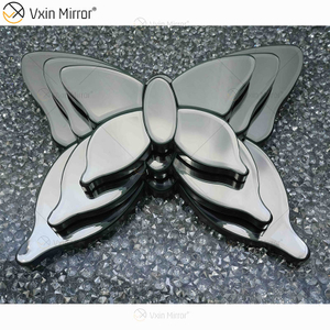 Moderno dos colores plata marrón espejo mariposa 3d espejo pared arte hogar Decoración pared marco en muebles de sala WXM-1097