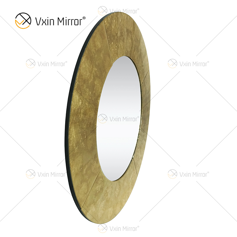 Hotel Supply Spain Design WXM-2497 Espejo de pared redondo de lujo con hoja dorada