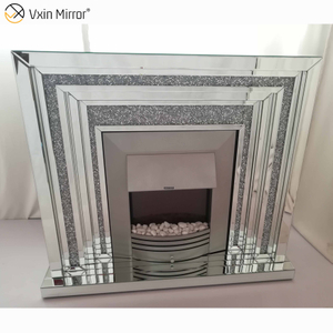 Decoración moderna para el hogar Salón Espejo Chimenea Sparkle Diamond Crush Muebles con espejo Chimenea eléctrica WXWF-044