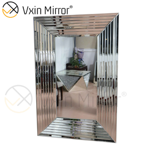 Decoración de pared de diseño WXM-1529 Arte de pared con espejo Espejo colgante de pared rectangular plateado