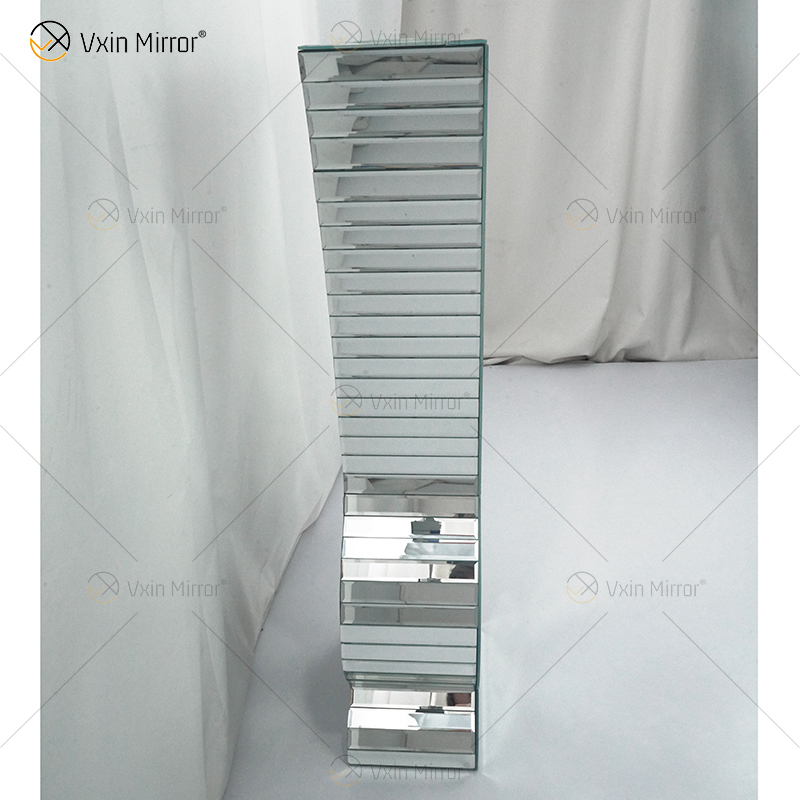 WXMV-004-1 Home Hotel Decor Indoor Silver Crushed Diamond Mirrored Large Follower Pots Espejo Florero