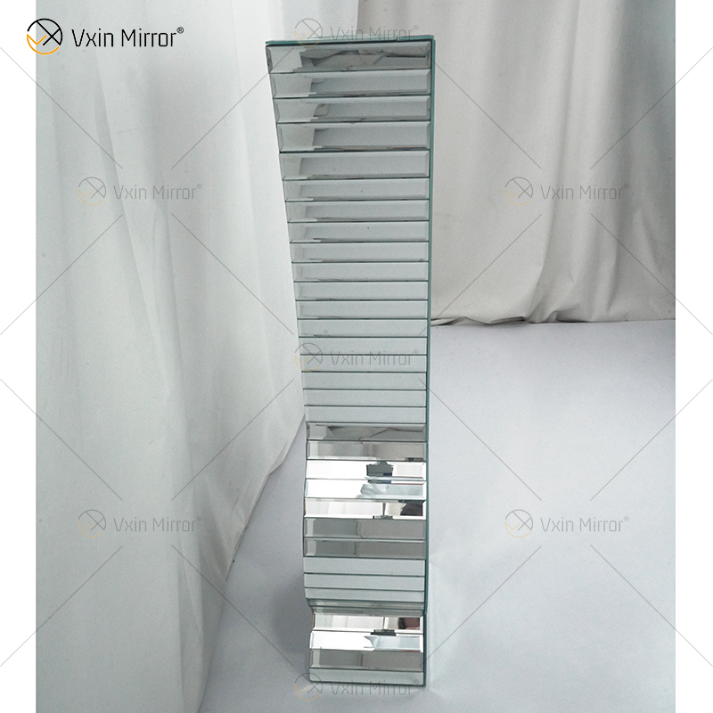 WXMV-004-1 Home Hotel Decor Indoor Silver Crushed Diamond Mirrored Large Follower Pots Espejo Florero