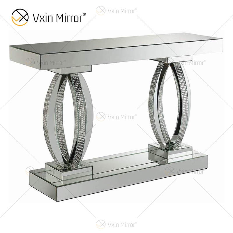 Mesa de consola de vidrio con espejo moderna y única, mesa decorativa para sala de estar, entrada, pasillo, decoración del hogar, WXF-294