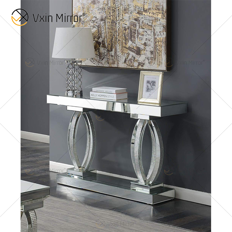 Mesa de consola de vidrio con espejo moderna y única, mesa decorativa para sala de estar, entrada, pasillo, decoración del hogar, WXF-294