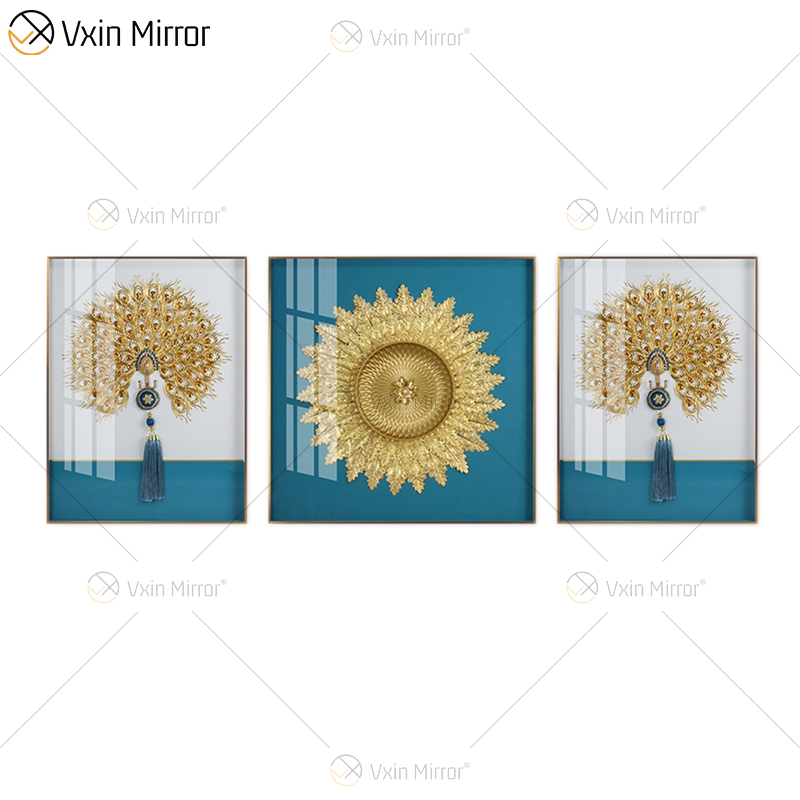 Pintura de árboles simples Vxin WXPP-32 de estilo antiguo para decoración del hogar, espejo enmarcado, arte de pared, cuadro colgante de plumas para sala de estar