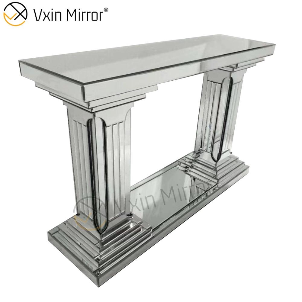 Gran oferta de fábrica, mesa de pasillo moderna antigua, WXF-082, espejo plateado de cristal, mesa de consola con espejo estrecho