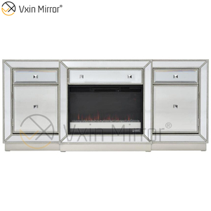 Muebles de espejo Vxin, soportes de TV para chimenea con espejo de champán y diamante triturado, soportes de armario con inserto de cristal