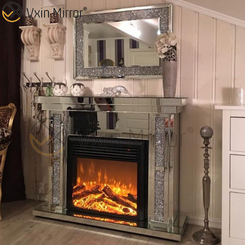 Venta caliente 2020 WXWF-043 Chimenea de espejo de diamante triturado con inserto de viento caliente