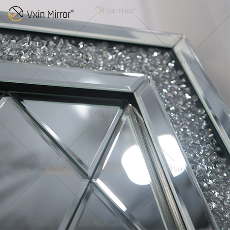 Espejo de cristal de diamante triturado rectangular veneciano, arte de pared, decoración del hogar, pasillo para sala de estar, sofás, WXM-502